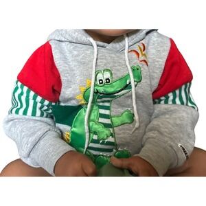 Vintage Joggles Gray Hooded Sweatshirt Satin Dragon Baby Size 18mo *READ*